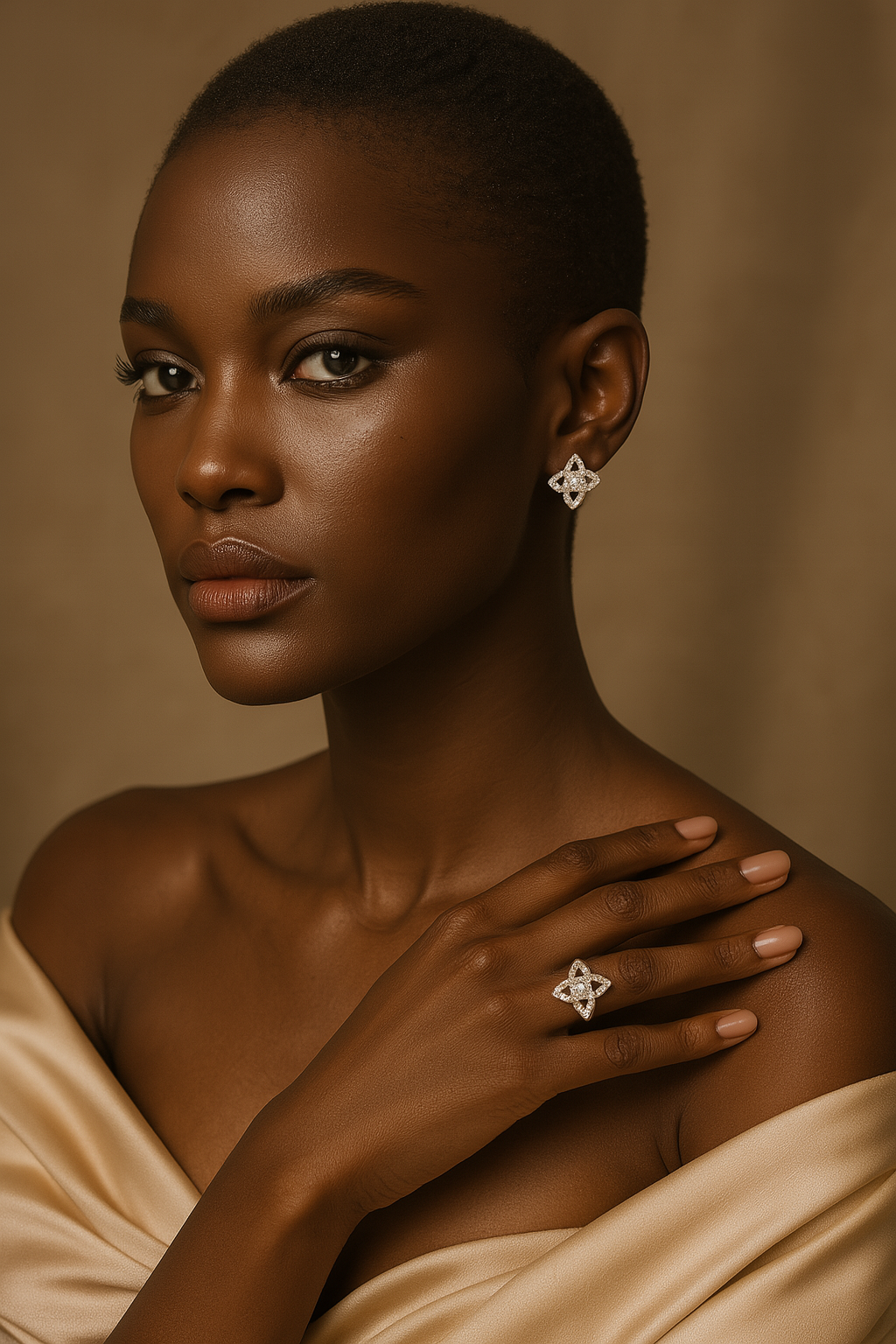 Parrure Fleur de Lumière - Collier, Bague & Boucles (Argent925)
